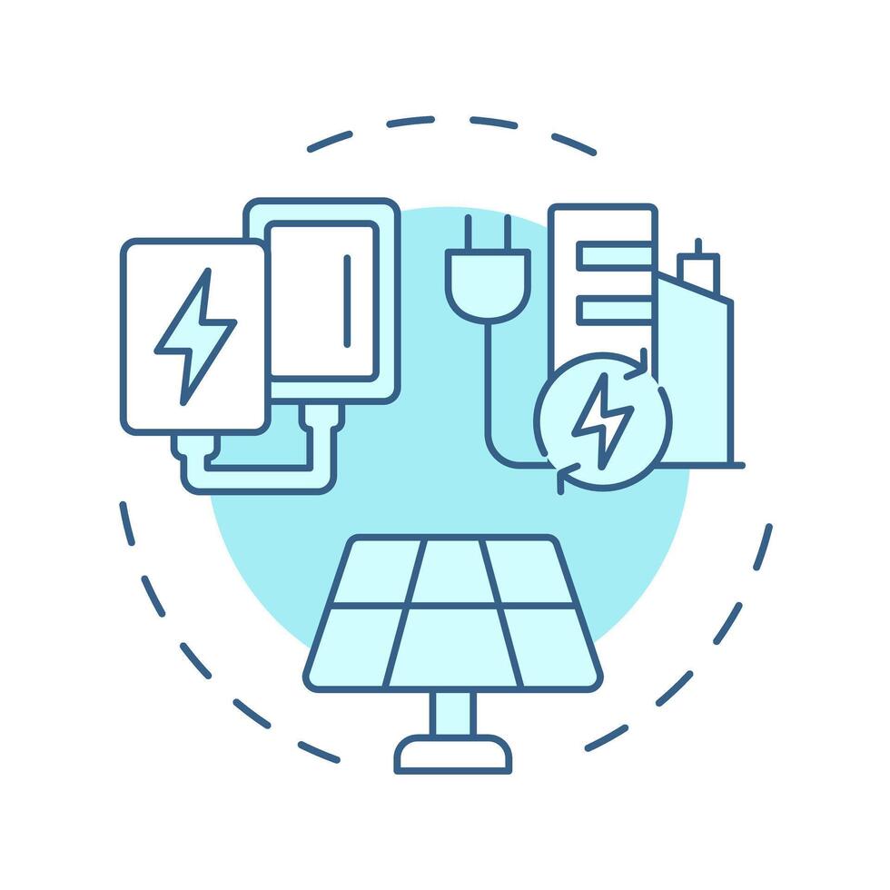 Energy soft blue concept icon. Integration of eco friendly power. Renewable sources usage advantages. Round shape line illustration. Abstract idea. Graphic design. Easy to use in article vector