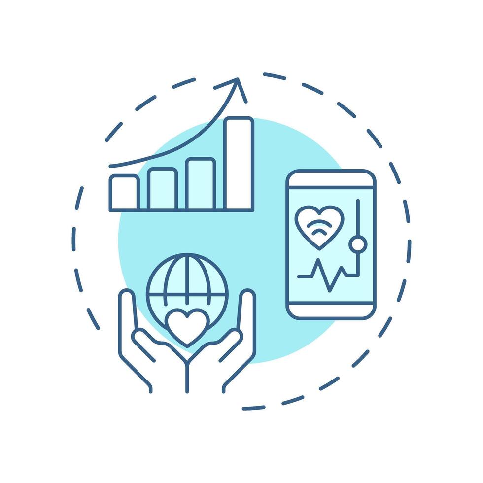 Increase access to care soft blue concept icon. Removes barriers to healthcare. Benefit of telehealth. Round shape line illustration. Abstract idea. Graphic design. Easy to use in presentation vector