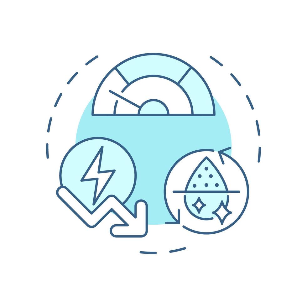 Reduce energy consumption soft blue concept icon. Locally treated liquids usage. Benefit of water recycling. Round shape line illustration. Abstract idea. Graphic design. Easy to use in booklet vector