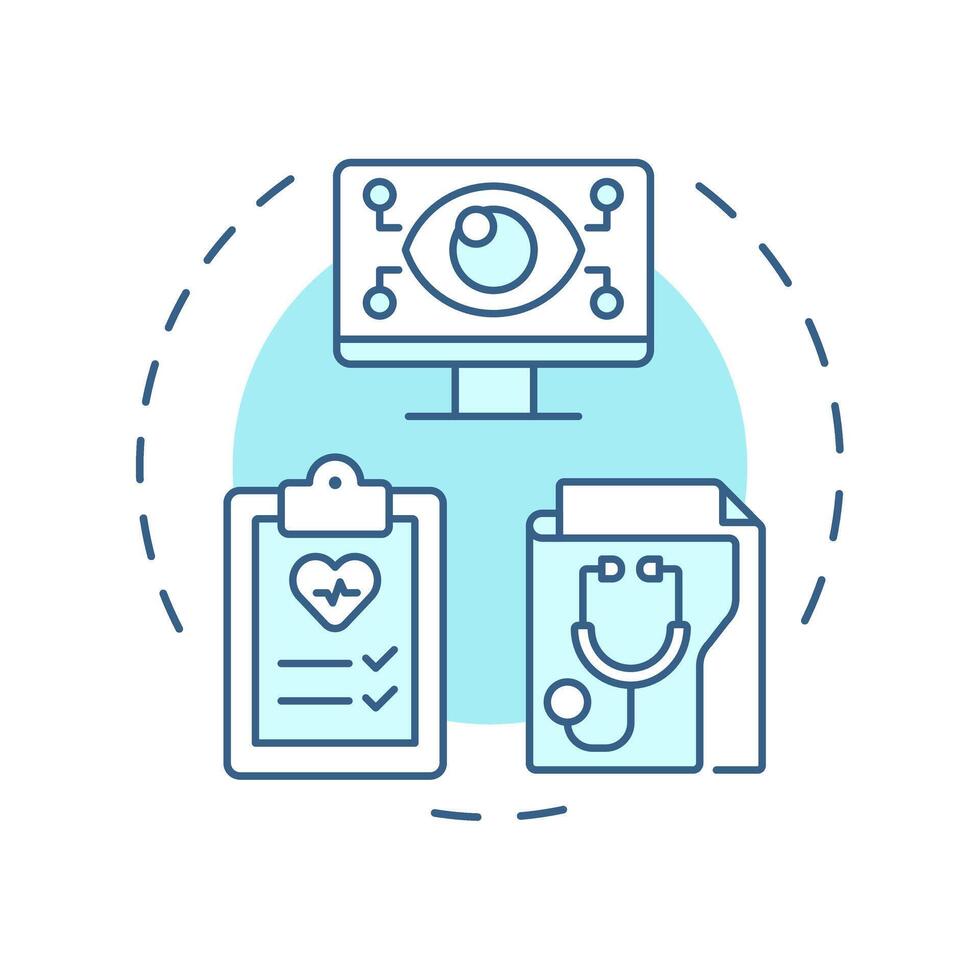Remote patient monitoring soft blue concept icon. Health metrics tracking technology. Telehealth work. Round shape line illustration. Abstract idea. Graphic design. Easy to use in presentation vector