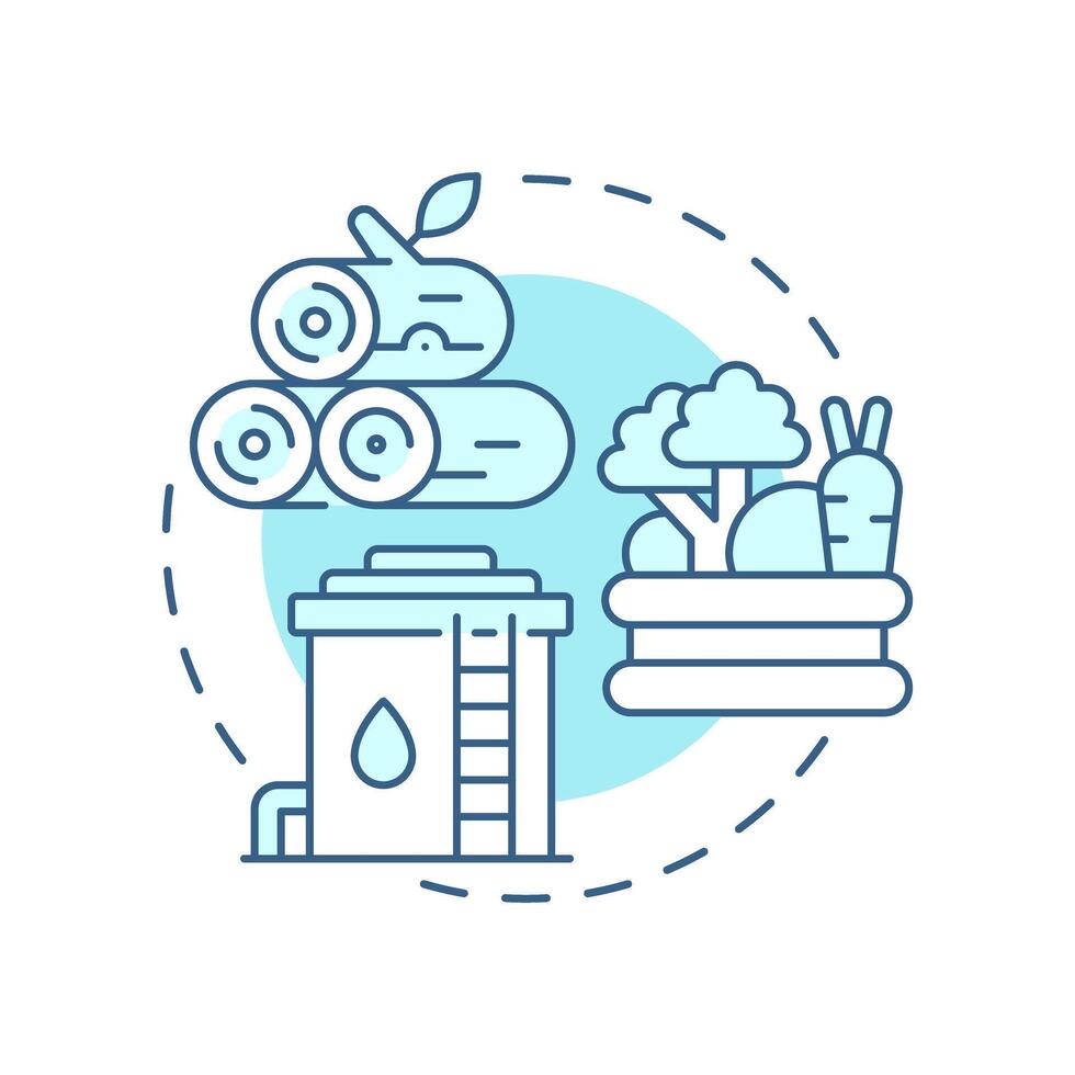 Provisioning service soft blue concept icon. Ecosystem service. Natural resources like timber, water and crops. Round shape line illustration. Abstract idea. Graphic design. Easy to use in article vector
