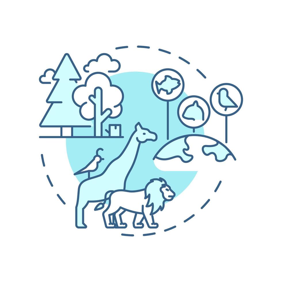 Species biodiversity soft blue concept icon. Diversity of life forms across ecosystems. Protect habitats. Round shape line illustration. Abstract idea. Graphic design. Easy to use in article vector
