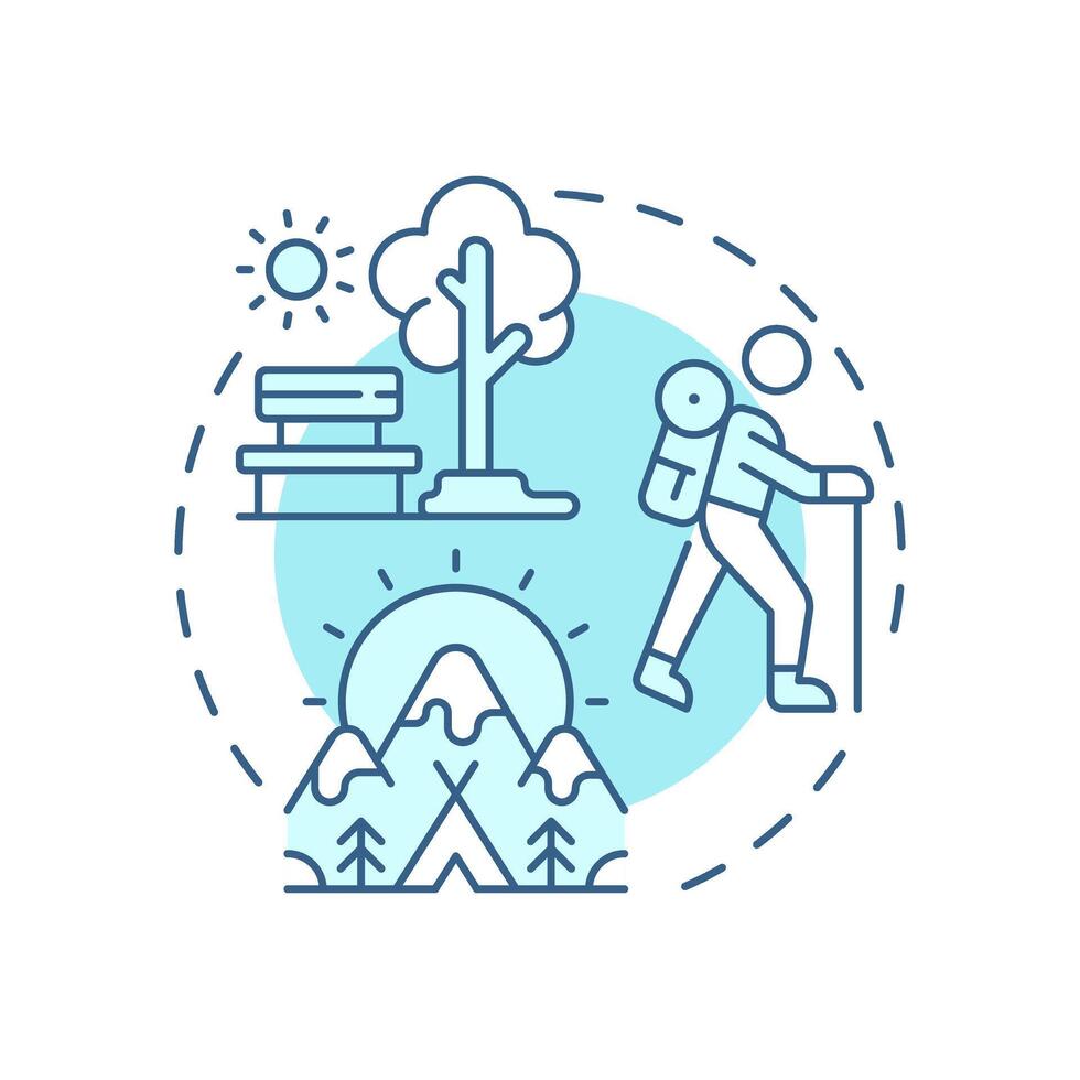 Cultural service soft blue concept icon. Ecosystem service. Recreational activities. Scenic landscapes. Round shape line illustration. Abstract idea. Graphic design. Easy to use in article vector
