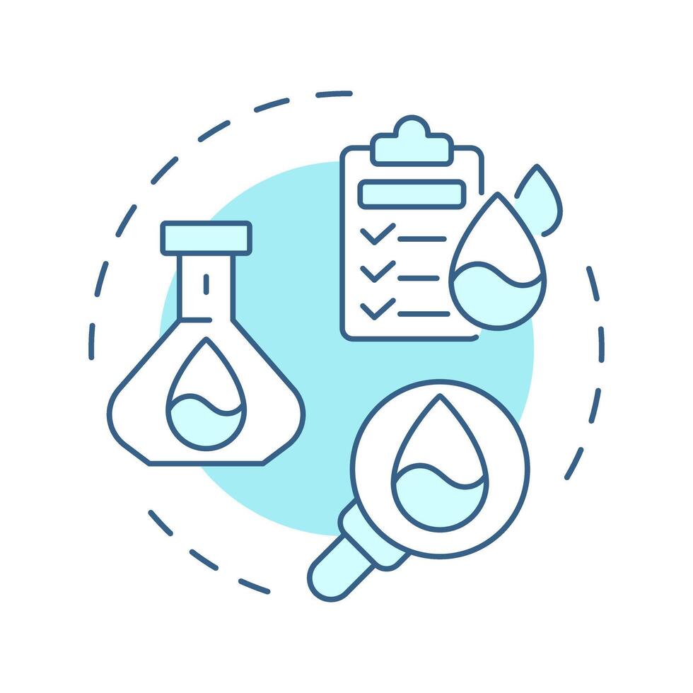 Water quality soft blue concept icon. Laboratory research of liquids properties. Scientific testing methods. Round shape line illustration. Abstract idea. Graphic design. Easy to use in booklet vector