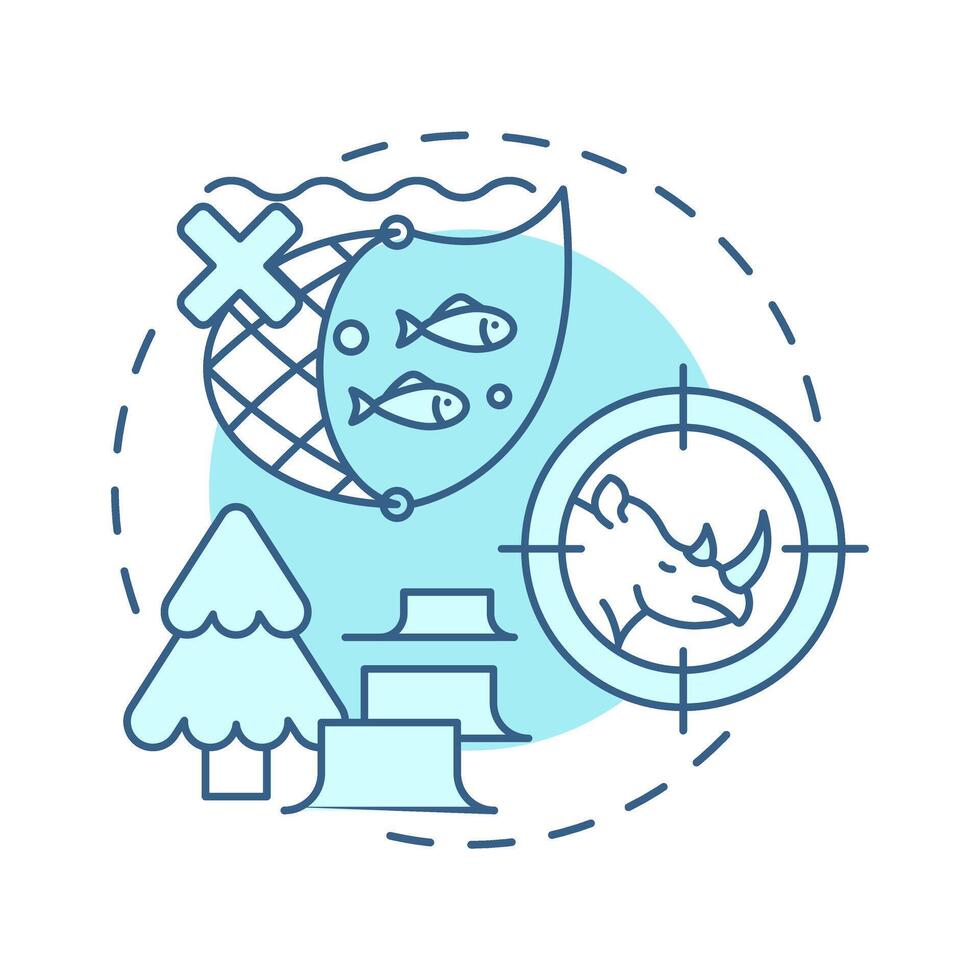 Overexploitation soft blue concept icon. Biodiversity loss cause. Unsustainable use of natural resources. Round shape line illustration. Abstract idea. Graphic design. Easy to use in article vector