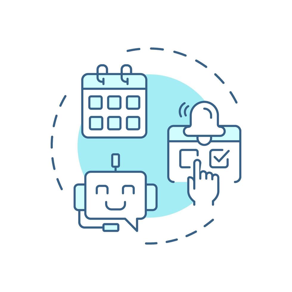 Schedule appointments soft blue concept icon. Planning visit to doctor. Healthcare chatbot use case. Round shape line illustration. Abstract idea. Graphic design. Easy to use in booklet vector