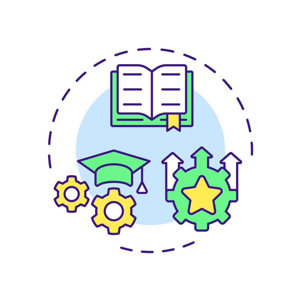 Analytics and workforce planning multi color concept icon. Staff data. Human resource management system. Round shape line illustration. Abstract idea. Graphic design. Easy to use in presentation vector