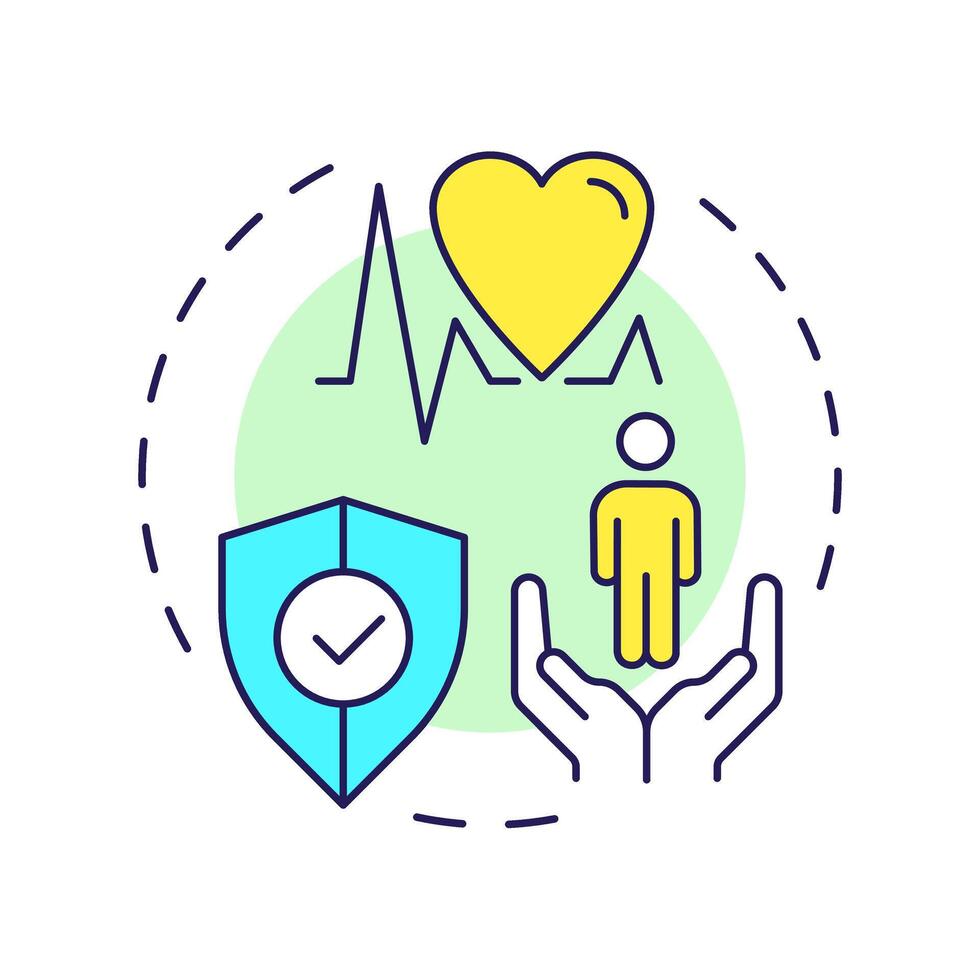 Life, liberty and security multi color concept icon. Human rights, social democracy. Round shape line illustration. Abstract idea. Graphic design. Easy to use in infographic, presentation vector