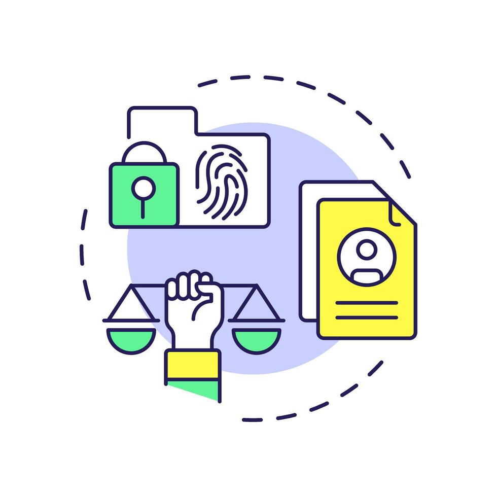 Recognition right multi color concept icon. Personal information, biometrics. Round shape line illustration. Abstract idea. Graphic design. Easy to use in infographic, presentation vector