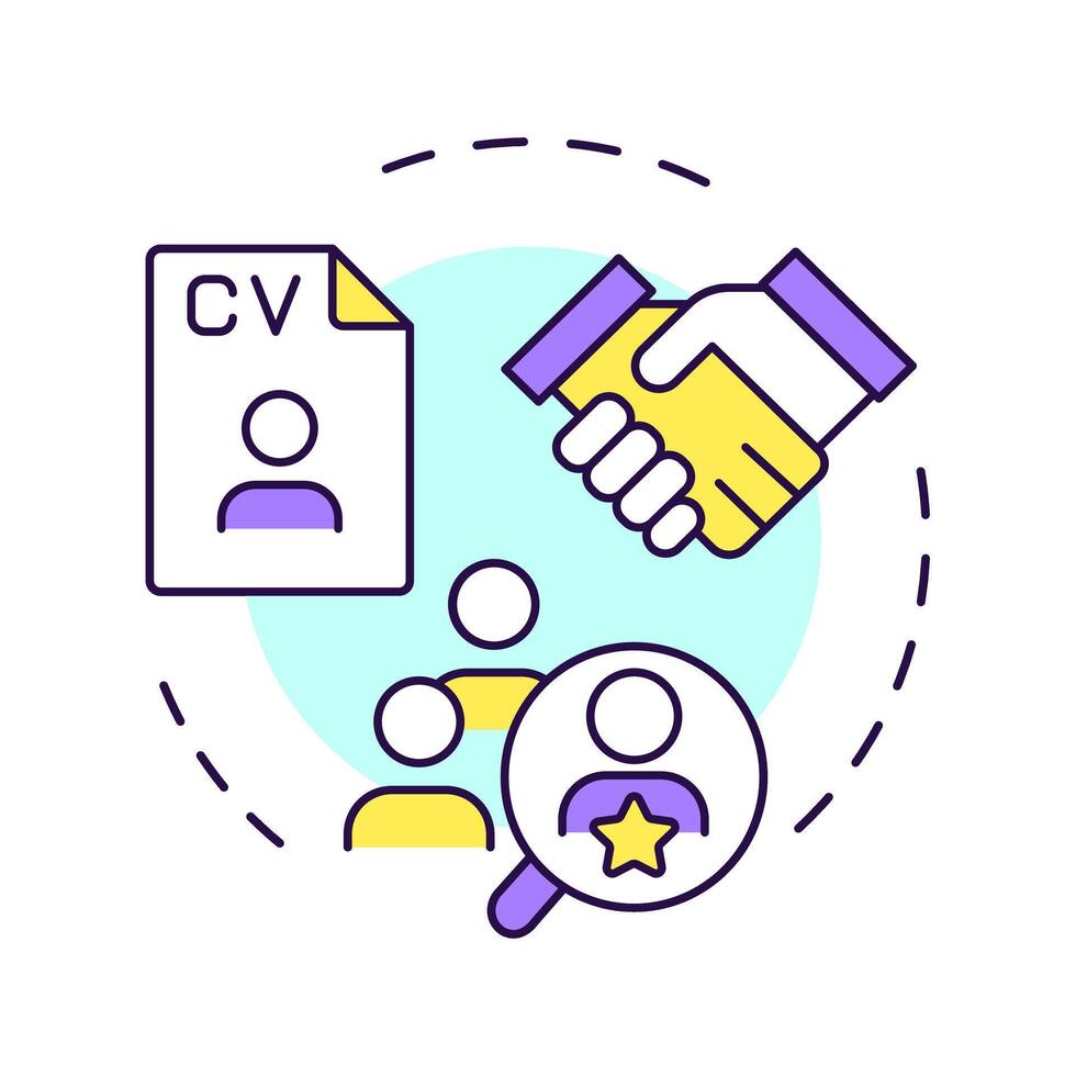 Talent management multi color concept icon. Skilled and motivated workforce attraction. HR process. Round shape line illustration. Abstract idea. Graphic design. Easy to use in brochure vector