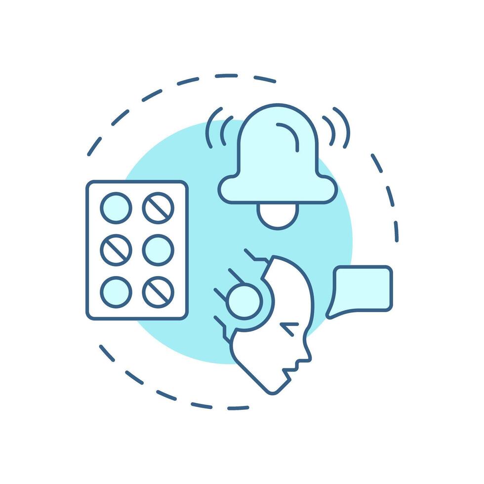 Medication reminders soft blue concept icon. pharmacy information provide. Healthcare chatbot use case. Round shape line illustration. Abstract idea. Graphic design. Easy to use in presentation vector