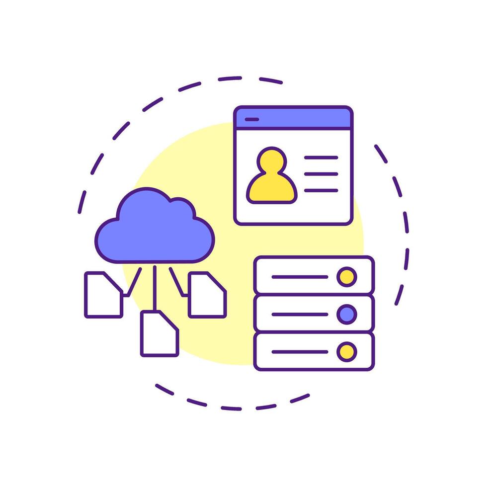 Benefits administration multi color concept icon. Employees insurance. Human resource information system. Round shape line illustration. Abstract idea. Graphic design. Easy to use in brochure vector