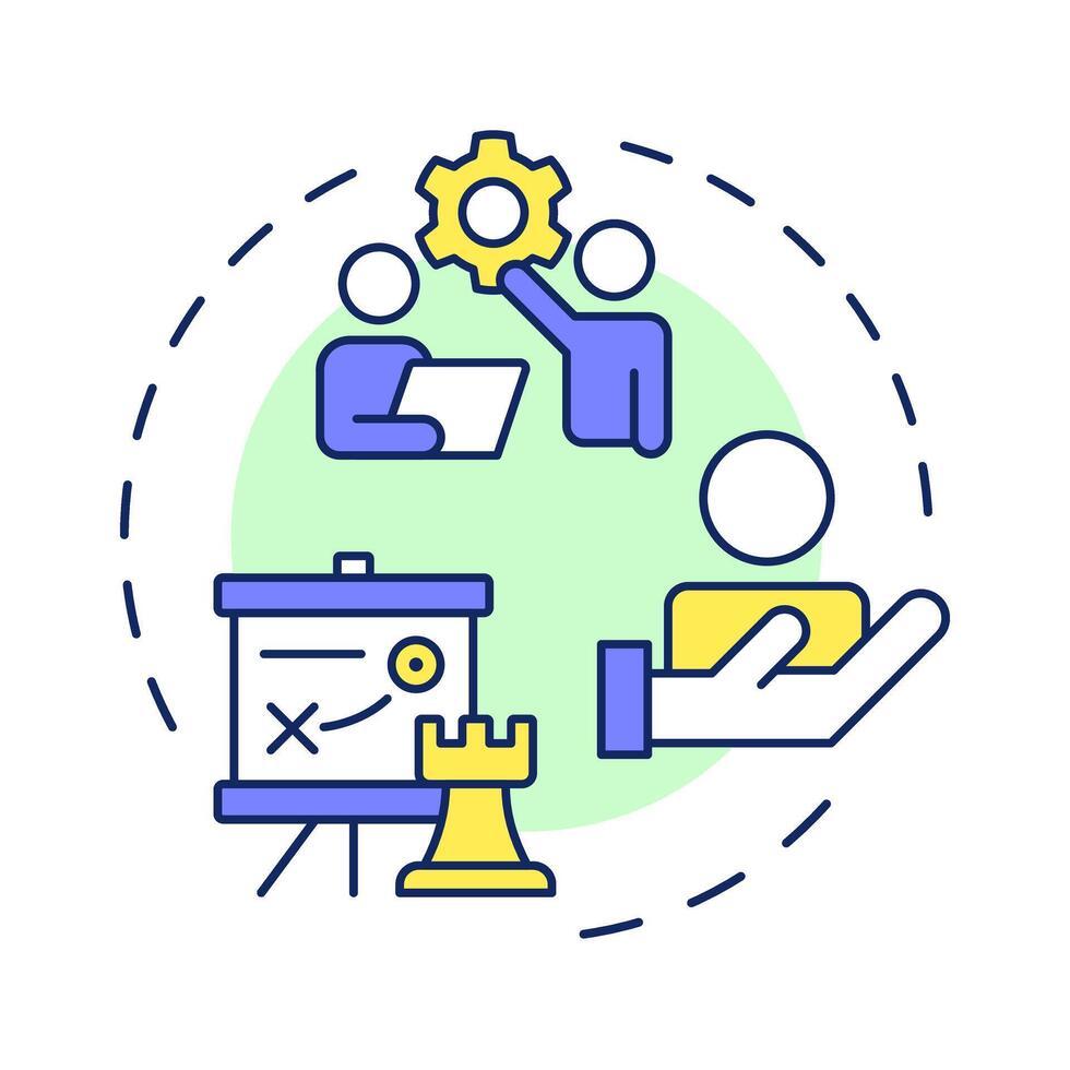 Onboarding multi color concept icon. Integrating new employee into team. Human resource management system. Round shape line illustration. Abstract idea. Graphic design. Easy to use in brochure vector