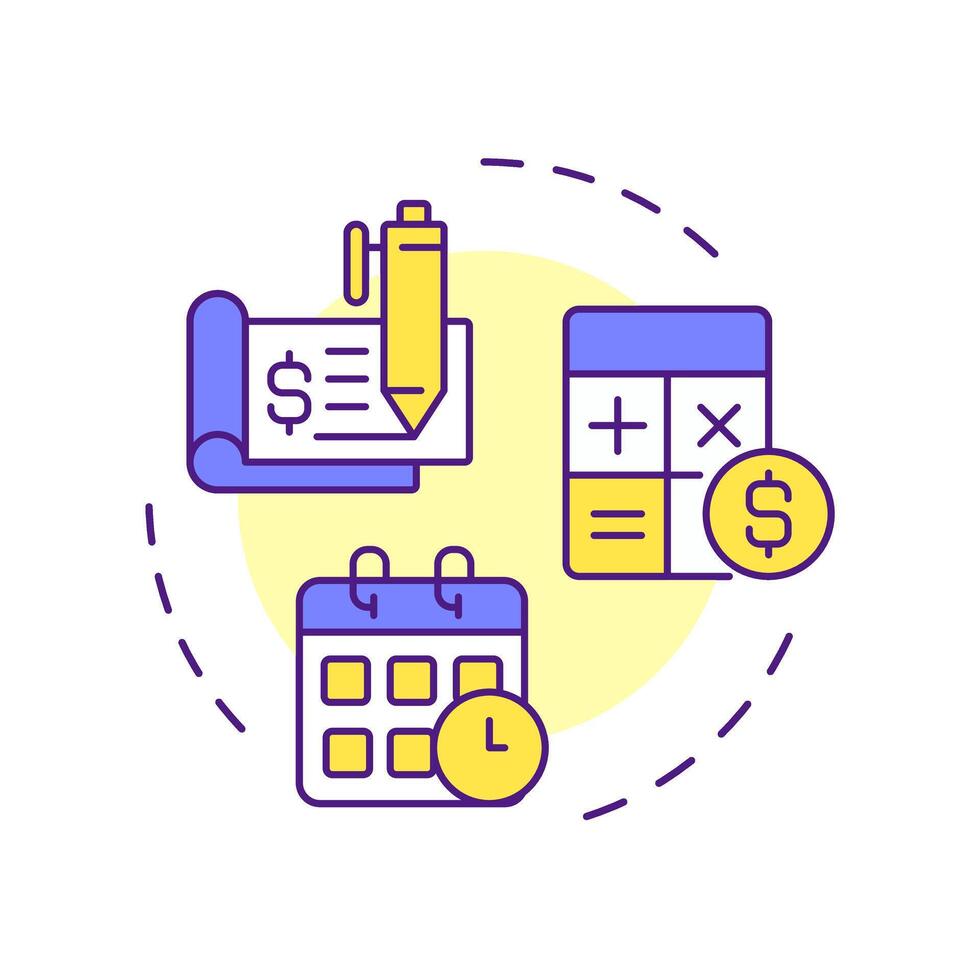 Time and attendance management multi color concept icon. Working hours. Human resource information system. Round shape line illustration. Abstract idea. Graphic design. Easy to use in brochure vector