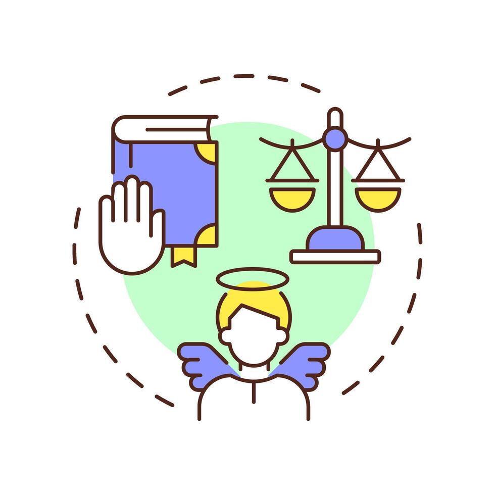 Innocence presumption multi color concept icon. Public trial, law equality. Legal system. Round shape line illustration. Abstract idea. Graphic design. Easy to use in infographic, presentation vector