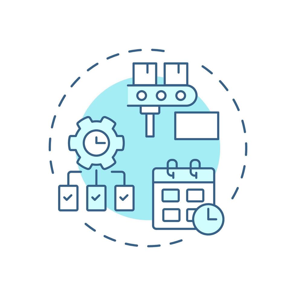Master production schedule soft blue concept icon. Products manufacture planning process. MRP input. Round shape line illustration. Abstract idea. Graphic design. Easy to use in booklet vector