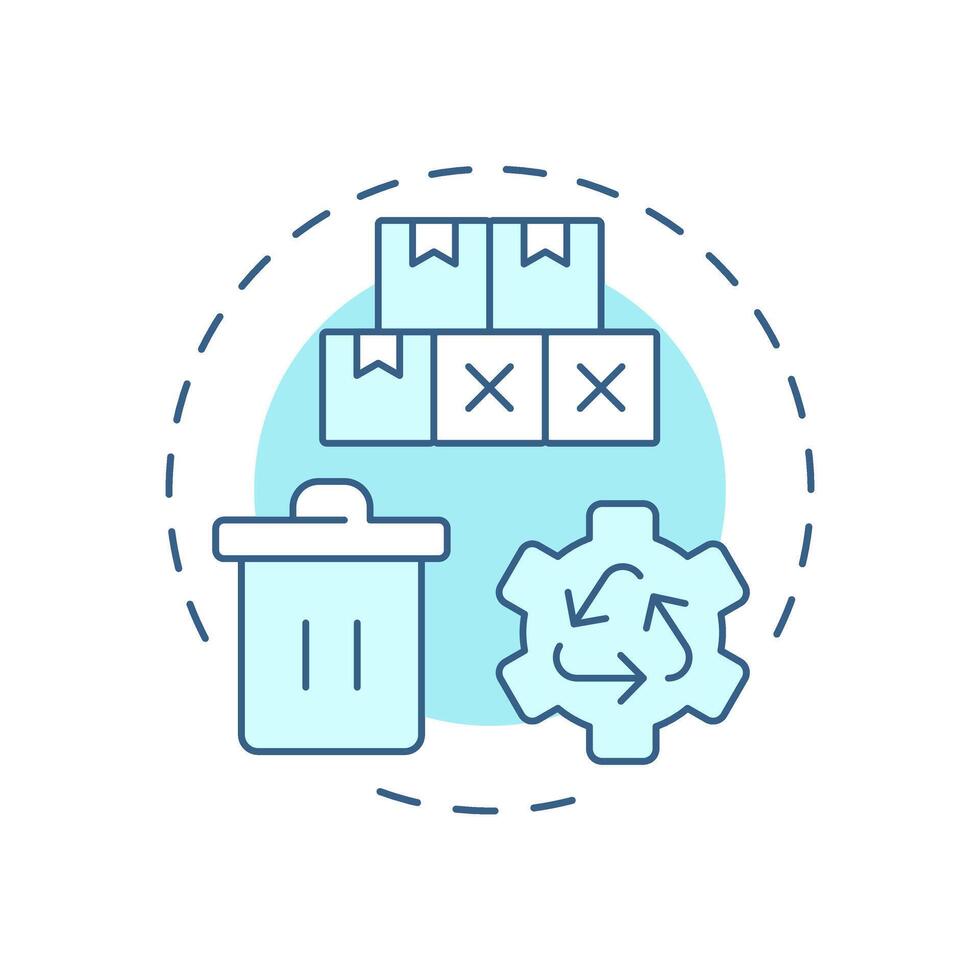 Minimizes inventory footprint soft blue concept icon. Reduction in scrap and waste. Benefit of MRP II. Round shape line illustration. Abstract idea. Graphic design. Easy to use in article vector