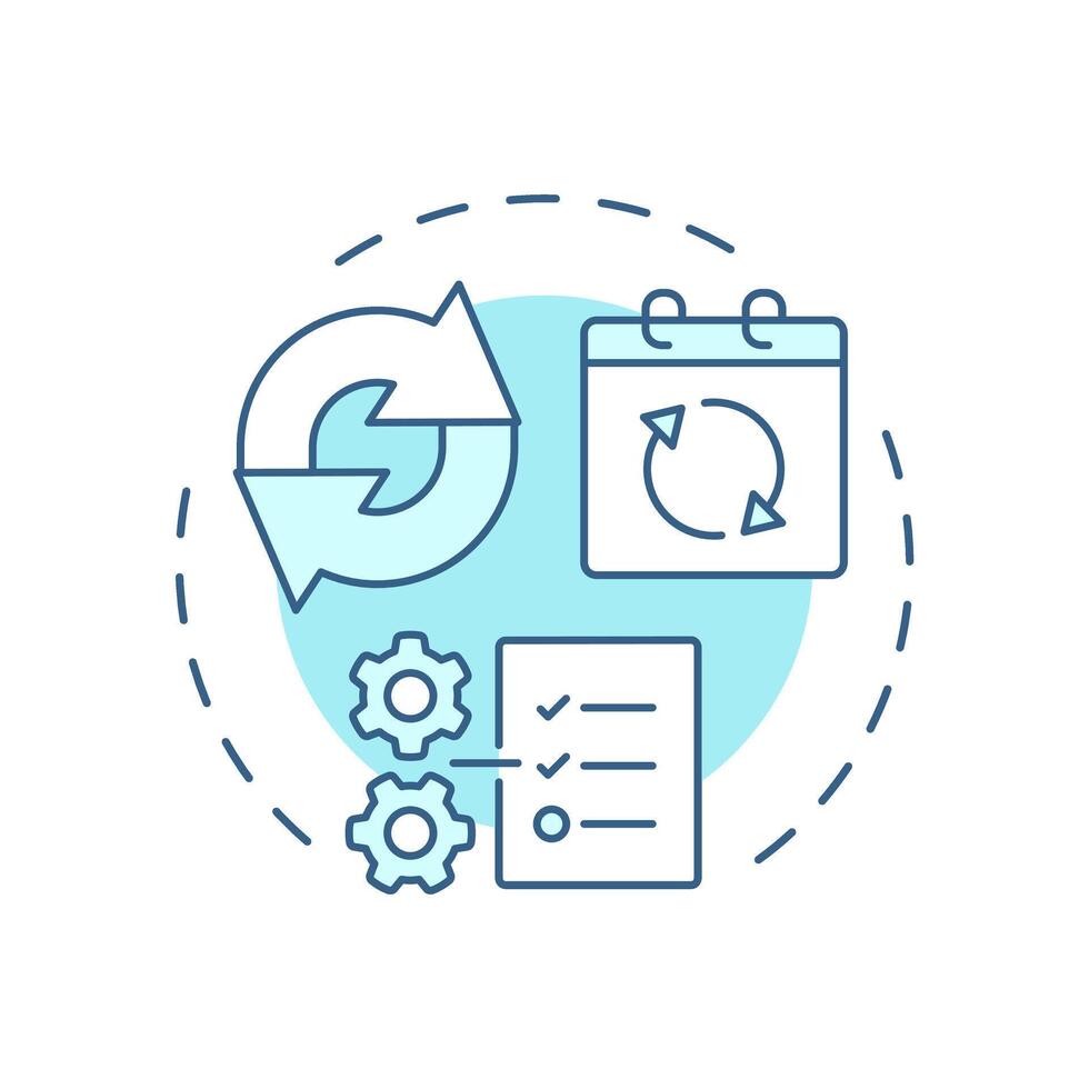 Changes to planned orders soft blue concept icon. Modifications in original production schedules. MRP output. Round shape line illustration. Abstract idea. Graphic design. Easy to use in article vector