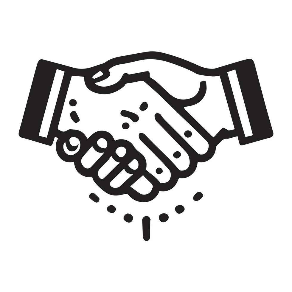 A clean, minimalist line drawing of two hands shaking in a circle. vector