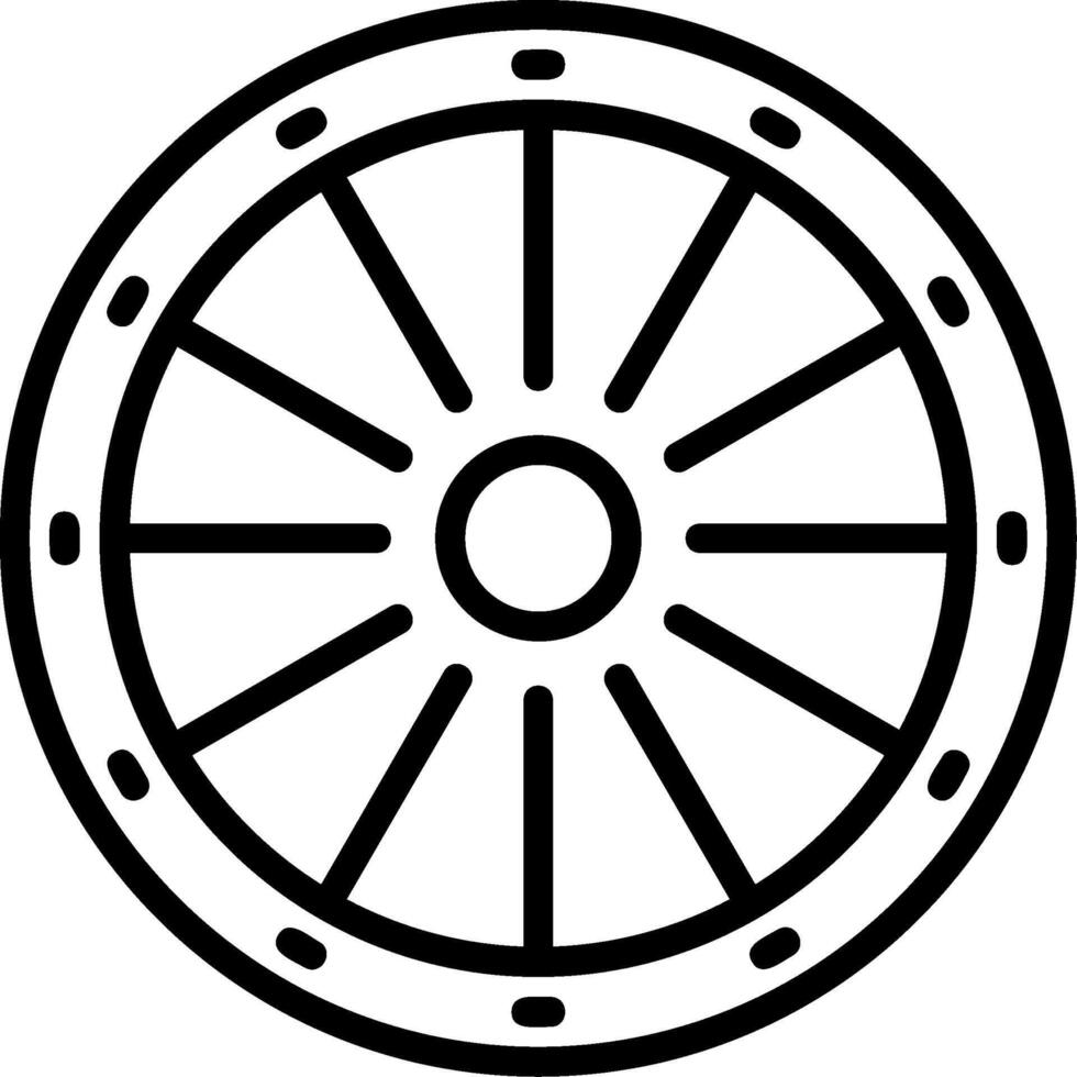 Wood Shield Line Icon vector
