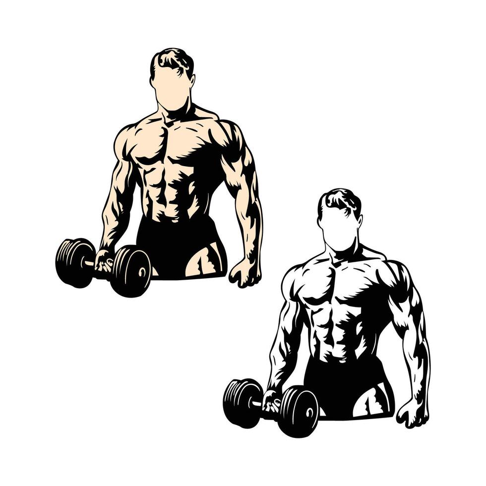 silhouette of gym going man , illustration of bodybuilder man vector