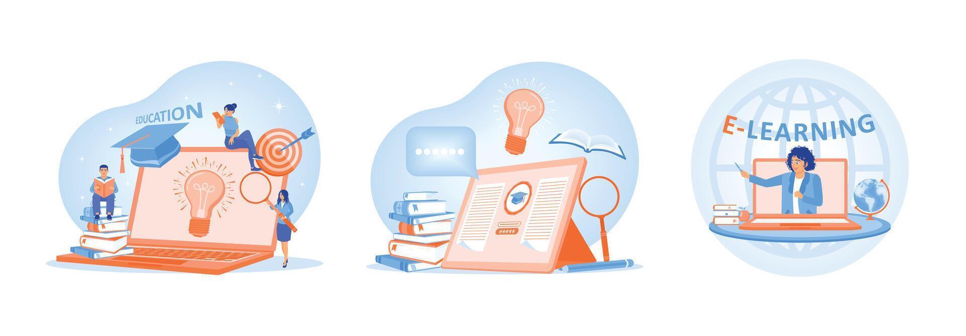 E-learning and educational concepts represented through creative illustrations. vector