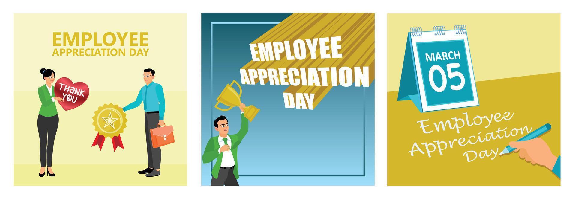 Employee Appreciation Day celebrations and workplace recognition imagery. vector