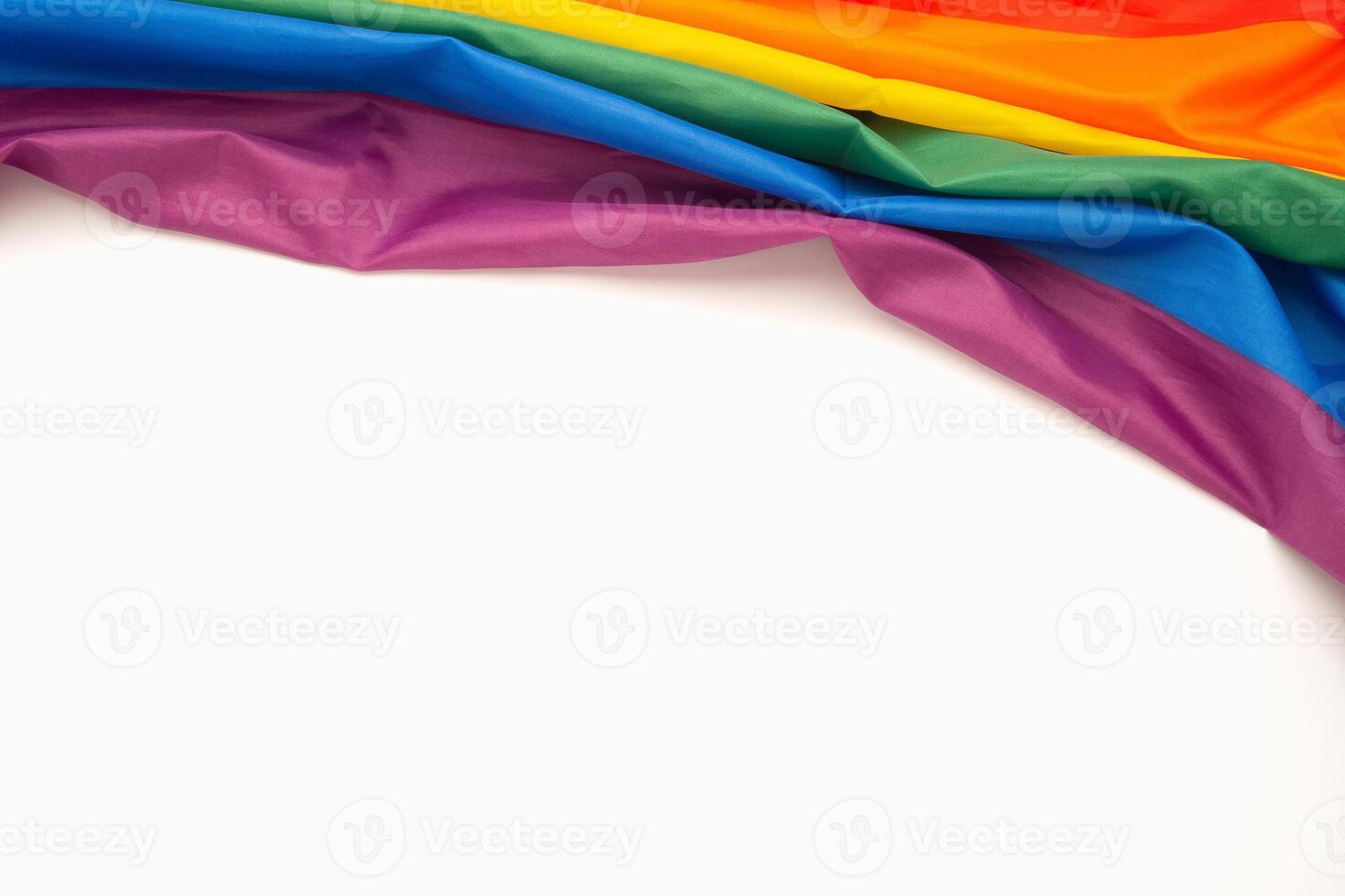 The rainbow flag or LGBT is on a white background with copy space for text photo