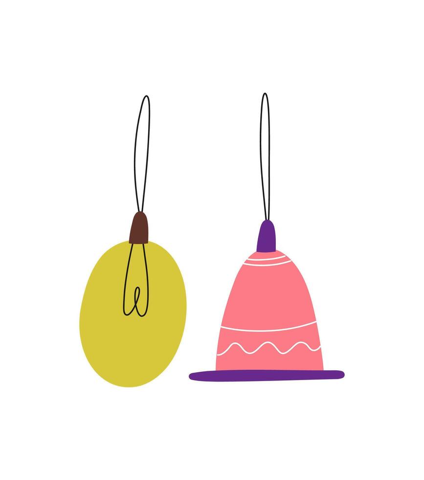 Set of hanging chandeliers in flat style. Hand Drawn. vector