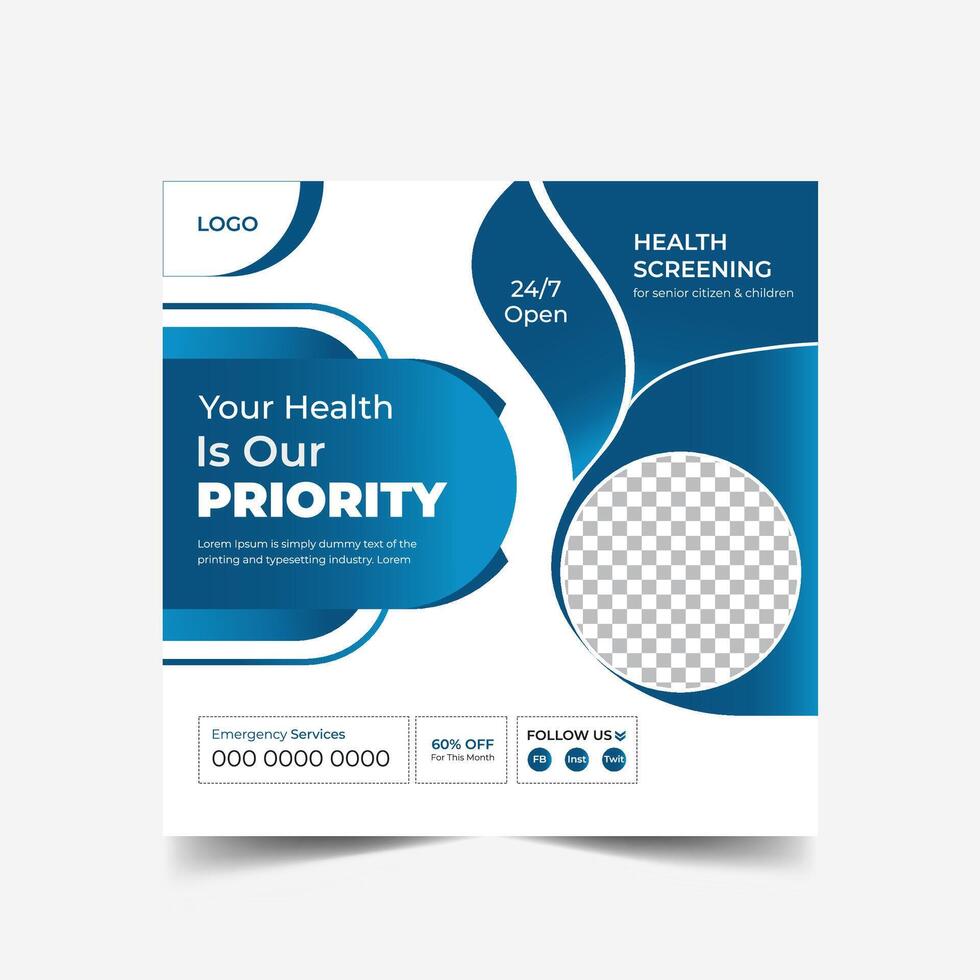 Healthcare center social media poster vector