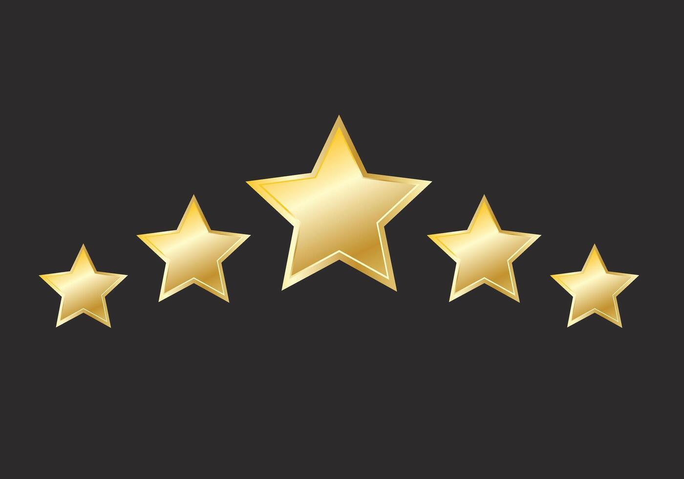 five gold stars on a black background vector