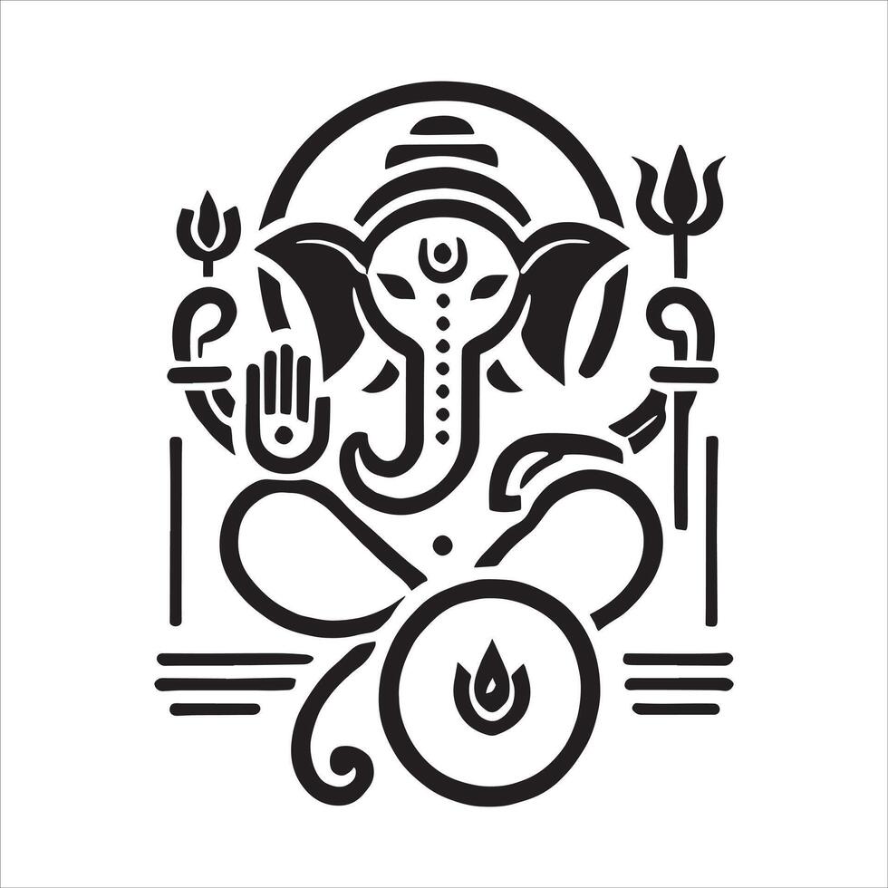 The hindu god ganesha is depicted in a black and white design vector