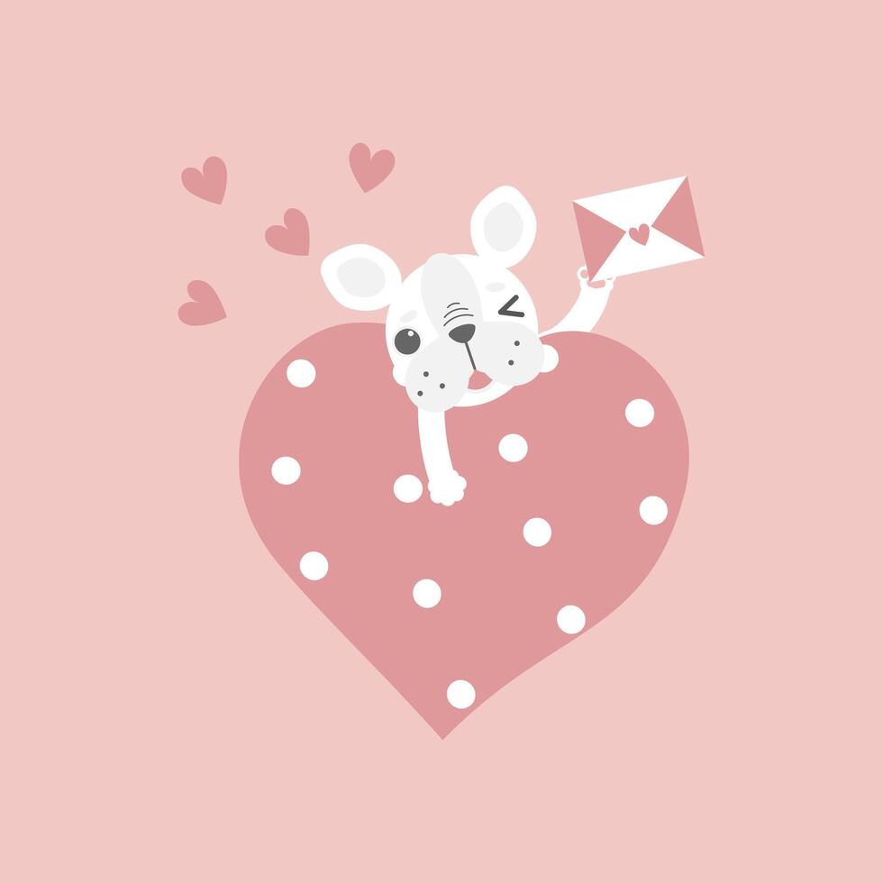 cute and lovely dog with heart and love letter, happy valentine's day, love concept vector