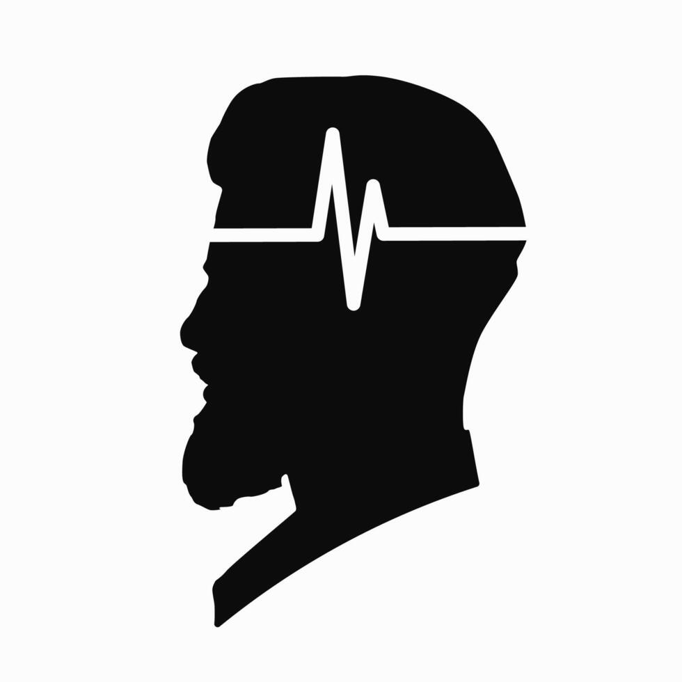 Human brain encephalography medical icon on a human head. Highlights awareness for stroke, epilepsy, Alzheimers, ADHD, and seizure disorders. Suitable for medical and neurological concepts vector