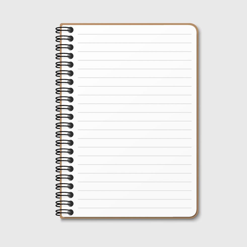 Notepad with a vertical spring spiral. Notebook with a lined sheet. Isolated illustration on a gray background vector
