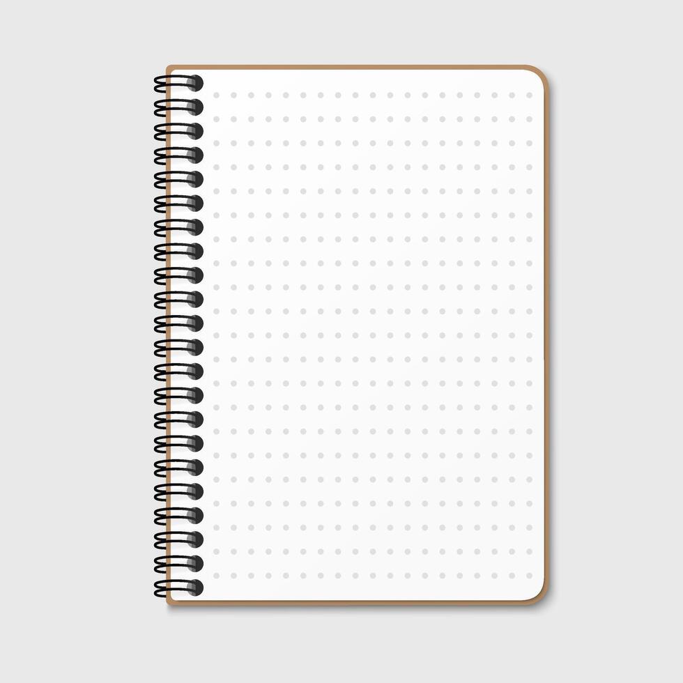 Notepad with a vertical spring spiral. Notebook with a dotted sheet. Isolated illustration on a gray background vector