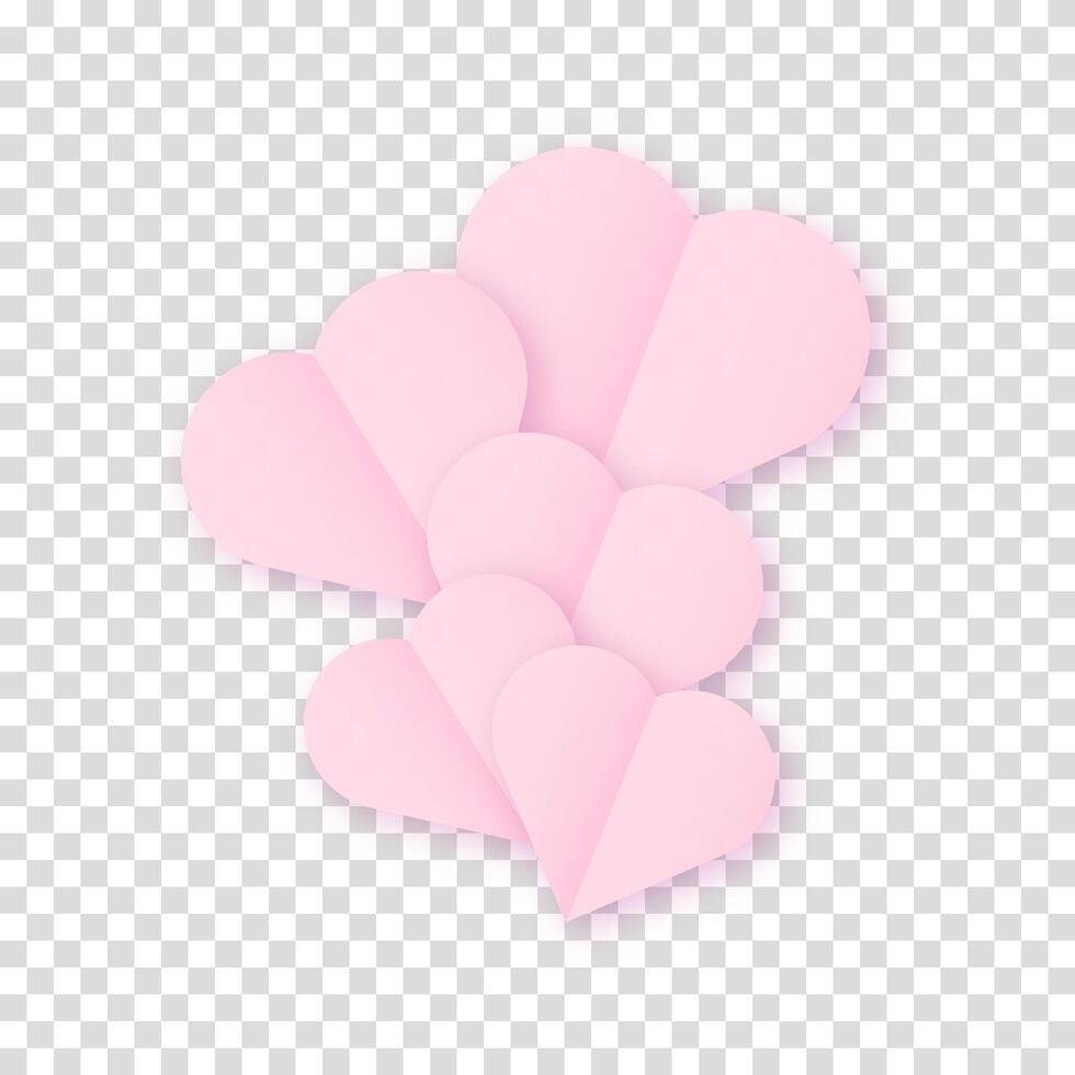 The concept of a love hearts cloud nubes in pink with a shadow. vector