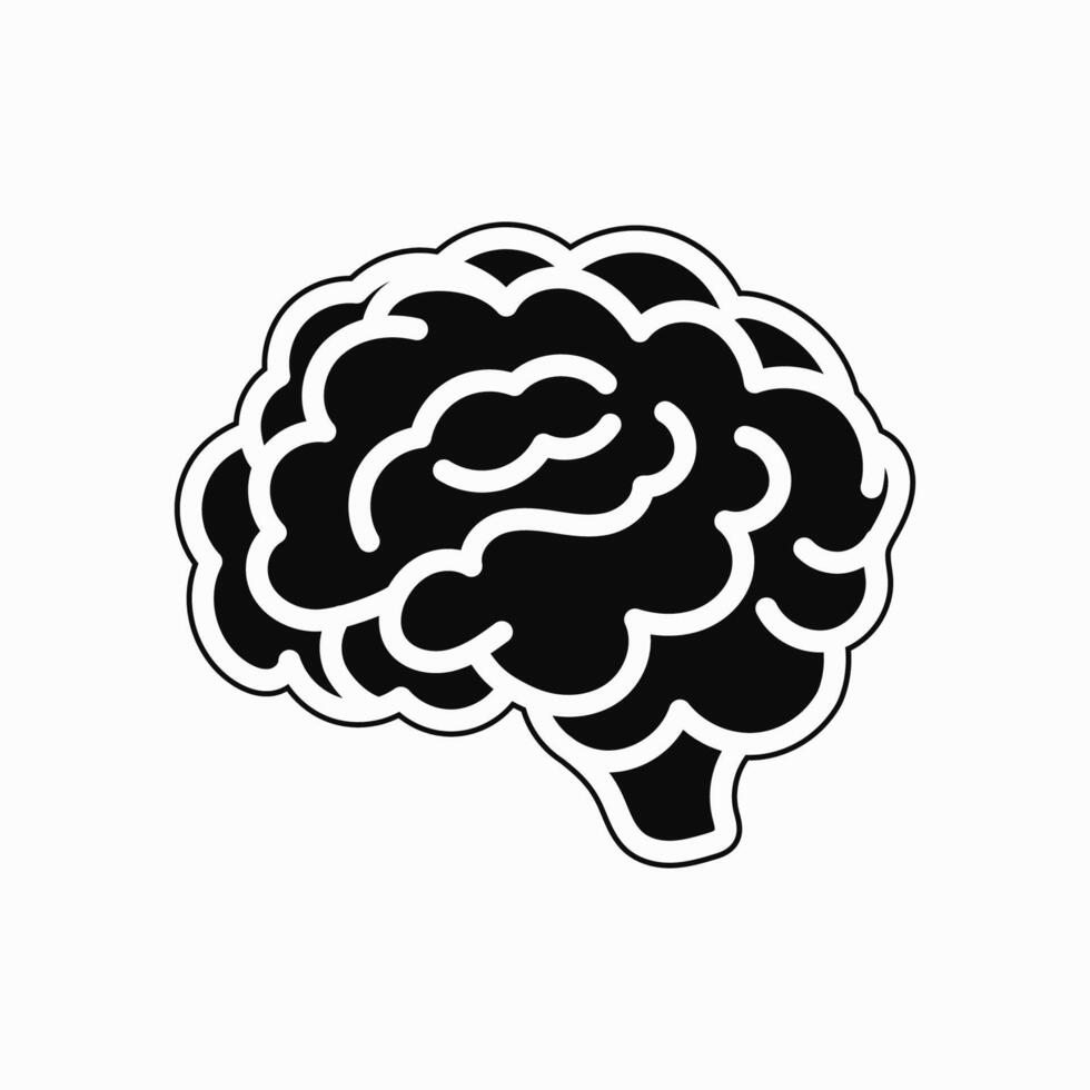 Black style icon of encephalography human brain. Focused on awareness for stroke, epilepsy, Alzheimer, ADHD, and seizure disorders. Suitable for medical and neurological designs vector