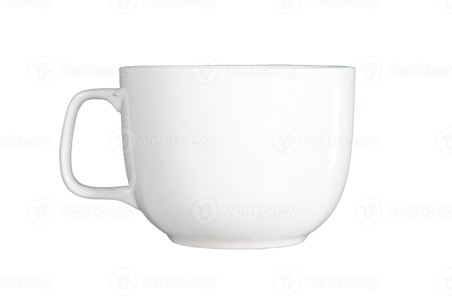 Minimalist White Ceramic Coffee Mug Isolated on White Background for Product Display and Design Mockups photo
