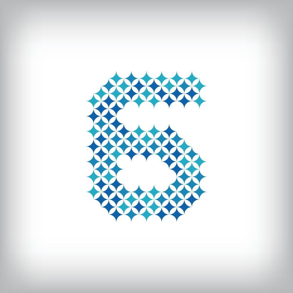 Modern star number 6 logo. All numbers are in line strip form. Alphabet number character and numbers linear abstract design. logo, corporate identity, application, creative poster and more. vector