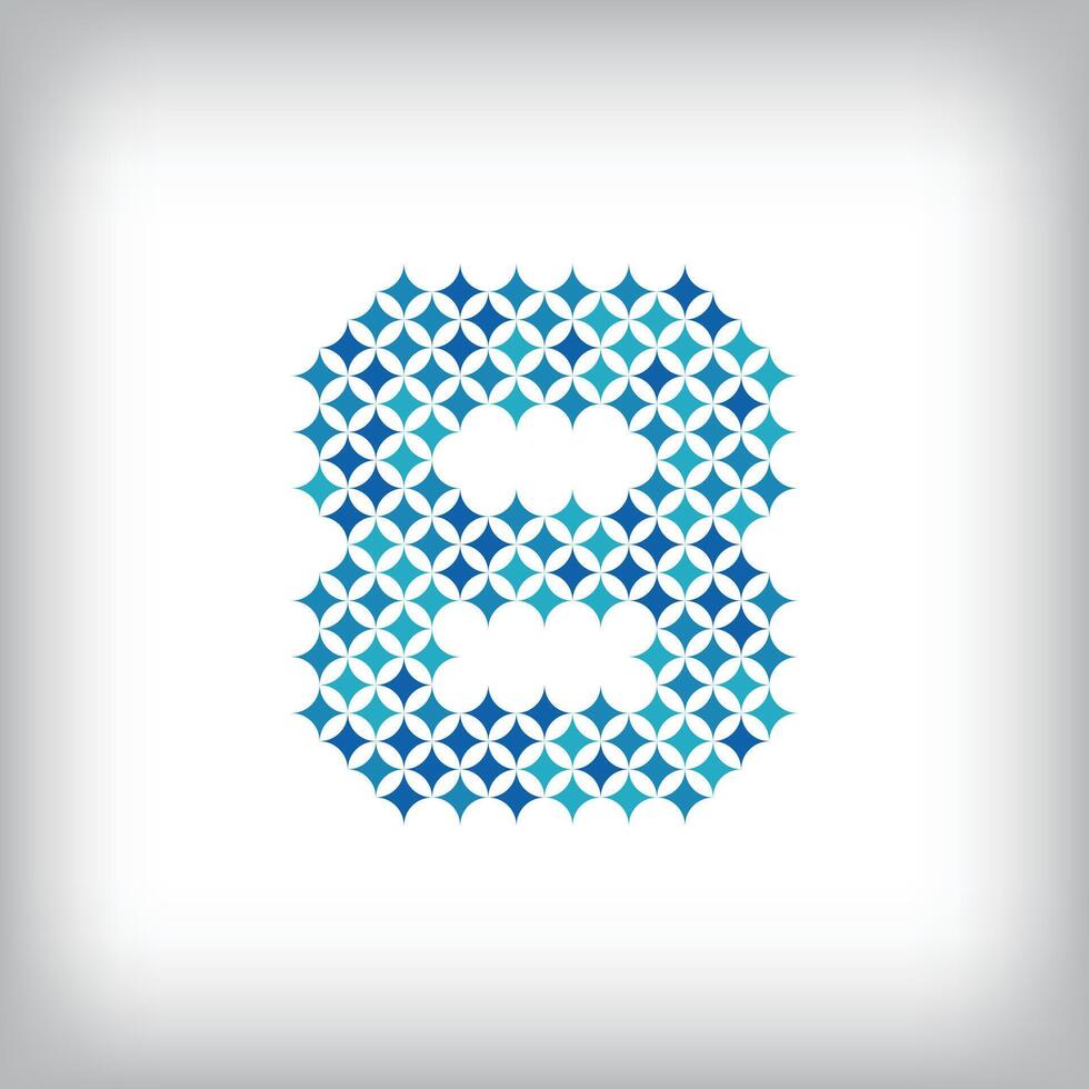 Modern star number 8 logo. All numbers are in line strip form. Alphabet number character and numbers linear abstract design. logo, corporate identity, application, creative poster and more. vector