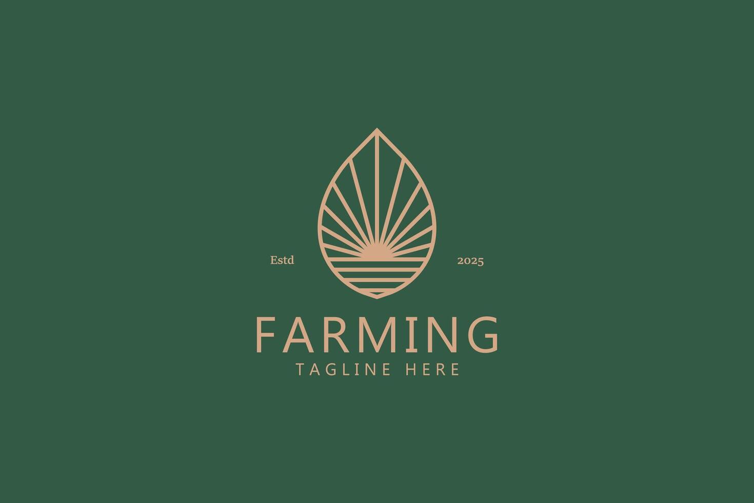 Simple Logo Farming Sunrise Illustration Agricultural Field Nature Badge Sign Symbol vector