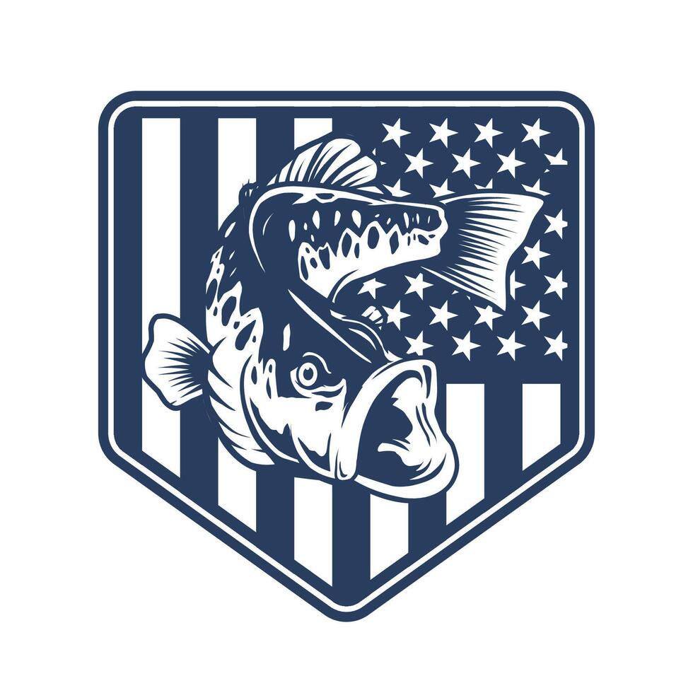 American Bass Fishing Badge vector