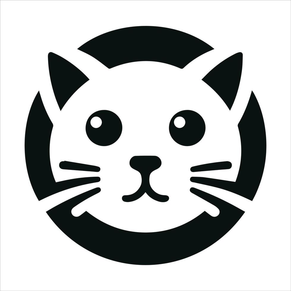 Cat head silhouette in black circle icon design vector
