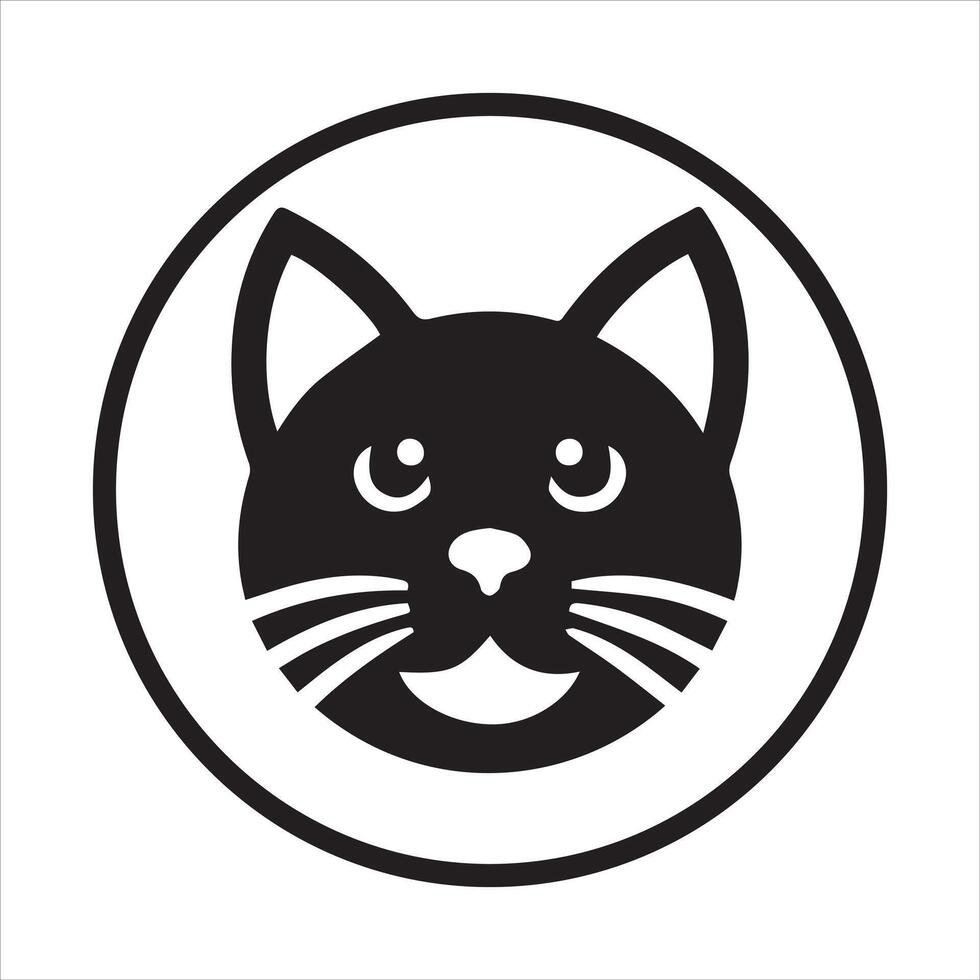 Cat head silhouette in black circle icon design art vector