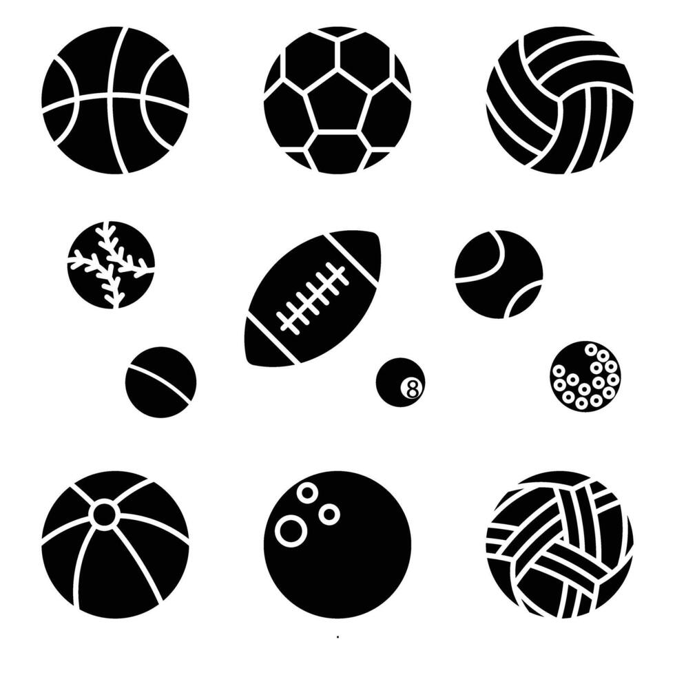 various black and white sports balls and balls vector