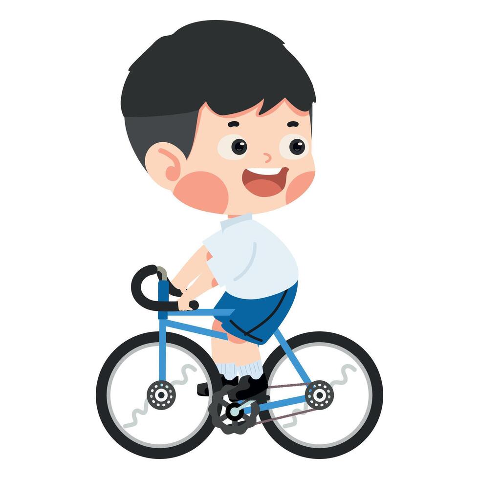 Kid student riding bicycle going to school vector