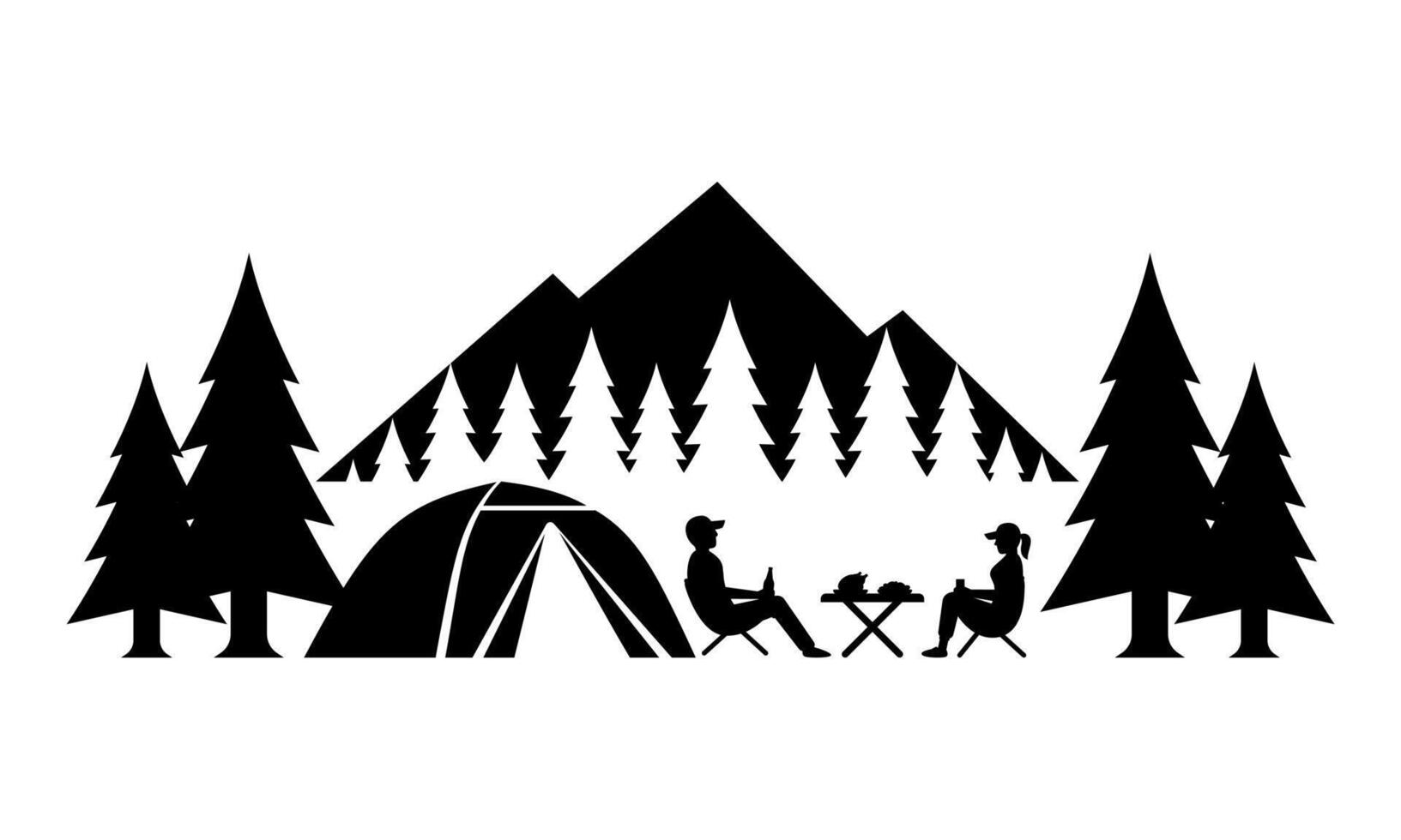 Couples camping in nature graphics vector