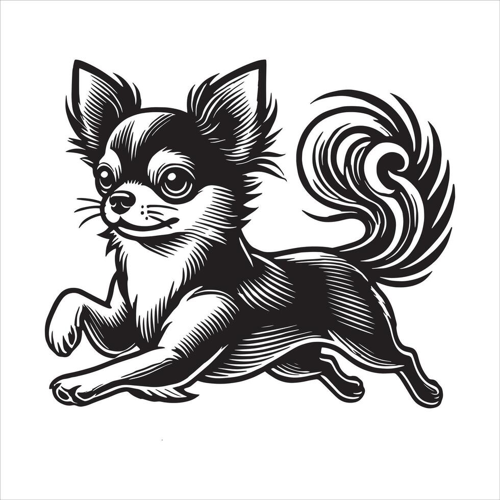 Playful ChihuahuaIn Puppy Running with Joy Cute Pet Portrait vector