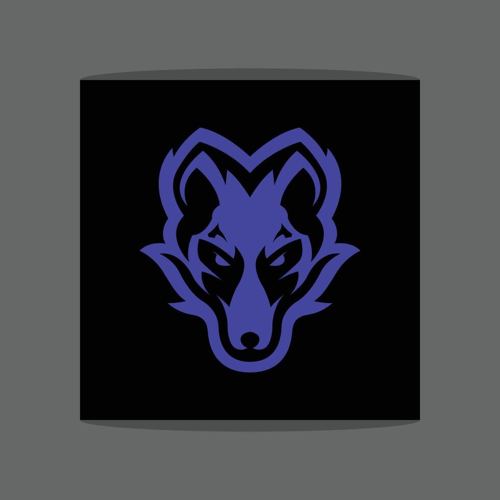 A purple neon wolf head silhouette against a black background vector